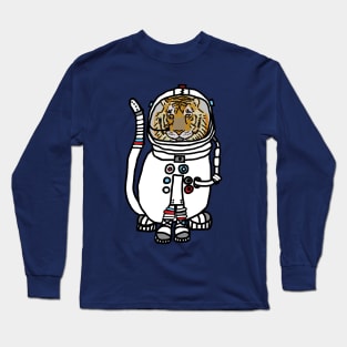 Space Tiger Funny Astronaut Animals Long Sleeve T-Shirt